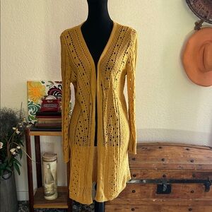 Teaberry Mustard Open-Front Cardigan | Size Small